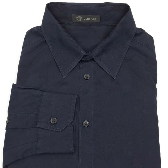 VERSACE Button Down Shirt Blue Paisley 40 Size M - Picture 1 of 8